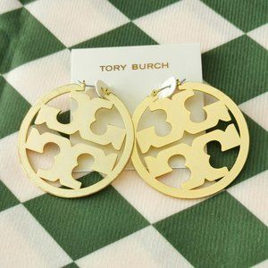 Tory Burch Miller Statement Hoop Earrings Gold